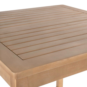 Porto Modern Coastal 3-Piece Acacia Wood Outdoor Square Bar Table Set with Cushions